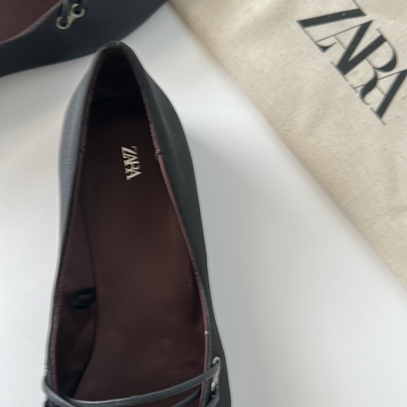 Zara Black Lace-Up Women's Flats - Picture 8 of 15